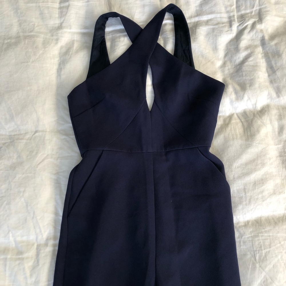 NWT BCBGeneration Navy Blue Halter Jumpsuit Size 4.